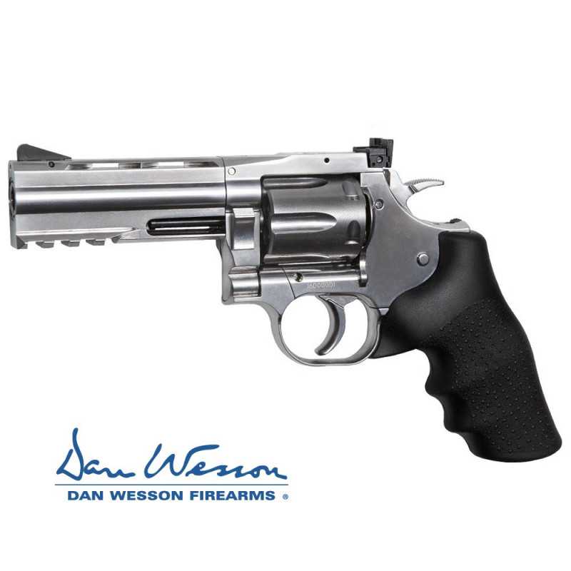 Revolver Dan Wesson 715, 4 Silver - 4,5 mm Co2 Balines⋆Armería Calatayud