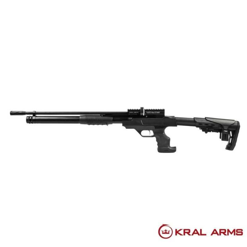 Carabina PCP KRAL Puncher Rambo Pump Action Negro. Cal. 4,50 mm - 24 Julios⋆Armería Calatayud
