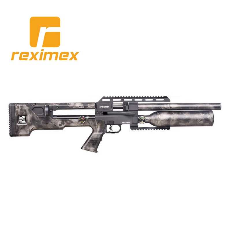 Carabina PCP Reximex Throne calibre 5,50 mm. Sintética SKULL. 24 julios.⋆Armería Calatayud