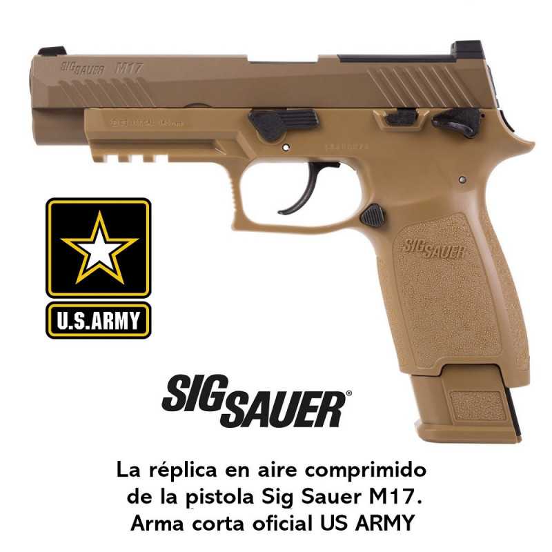 Pistola Sig Sauer M17 ASP Coyote CO2 - 4,5 mm Balines - Bbs Acero - Blowback⋆Armería Calatayud