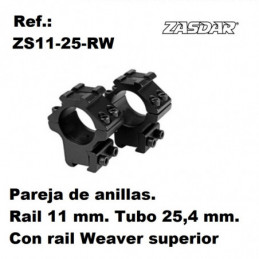 Monturas Zasdar Altura Media con rail superior Weaver   Ø25 mm - rail 9 - 11 mm⋆Armería Calatayud
