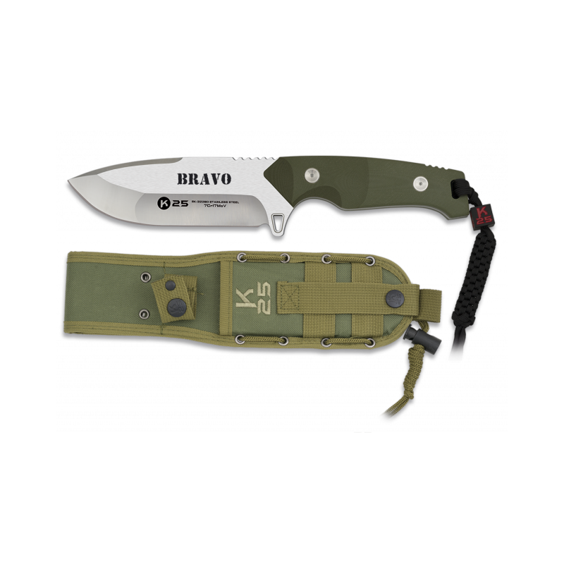 Cuchillo K25. BRAVO.cachas verde.12.5⋆Armería Calatayud