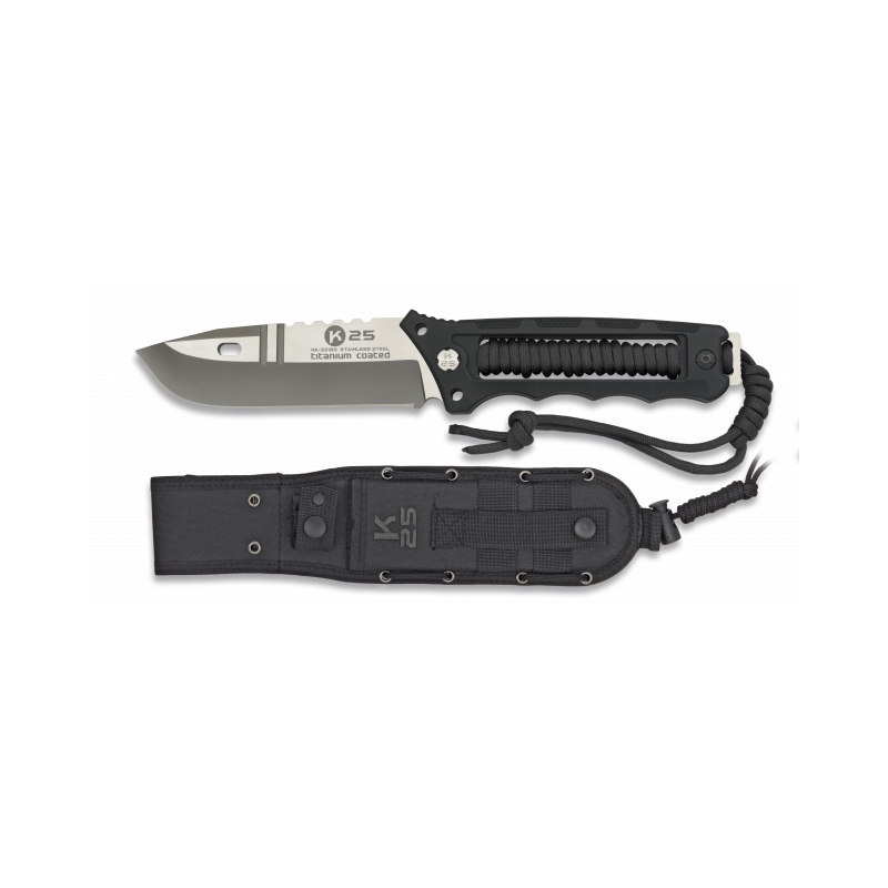 cuchillo K25 encordado negro. tit. 11.5⋆Armería Calatayud