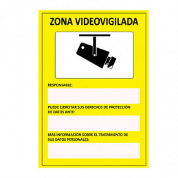 CARTEL "ZONA VIDEOVIGILADA" ADHESIVO 15x20cm NORMALUZ⋆Armería Calatayud