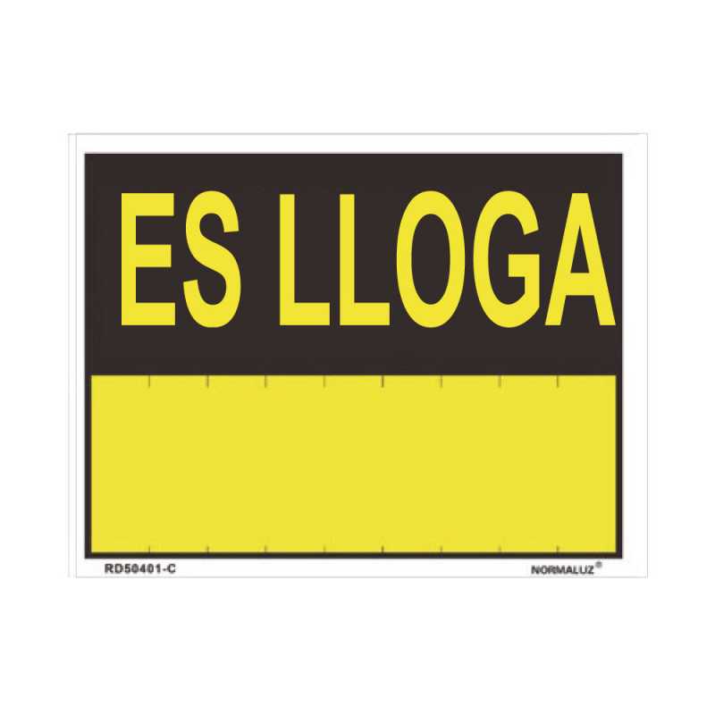 ROTULO "ES LLOGA" (PVC 0.4mm) 35x45cm NORMALUZ⋆Armería Calatayud