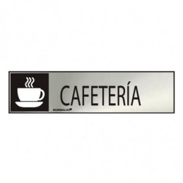 CARTEL INFORMATIVO "CAFETERIA" (INOX ADHESIVO 0.8mm) 5x20cm NORMALUZ⋆Armería Calatayud