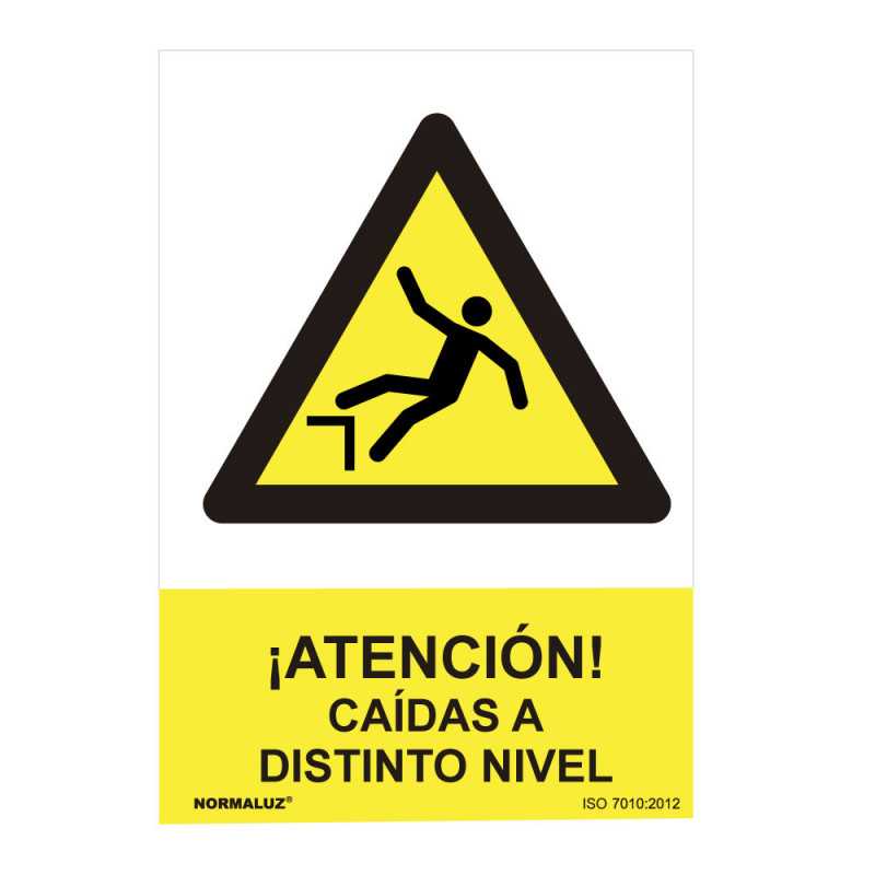 CARTEL PELIGRO "ATENCION CAIDAS A DISTINTO NIVEL" (PVC 0.7mm) 30x40cm NORMALUZ⋆Armería Calatayud