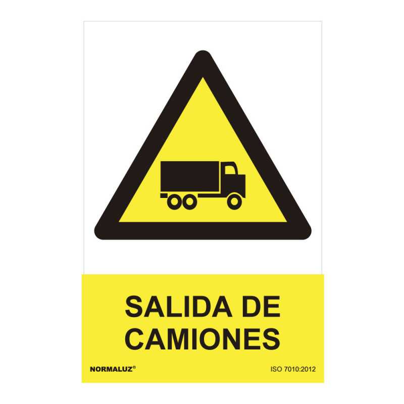 CARTEL PELIGRO "SALIDA DE CAMIONES" (PVC 0.7mm) 30x40cm NORMALUZ⋆Armería Calatayud