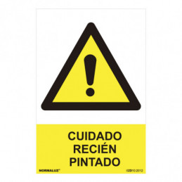 CARTEL PELIGRO "CUIDADO RECIEN PINTADO" (PVC 0.7mm) 30x40cm NORMALUZ⋆Armería Calatayud