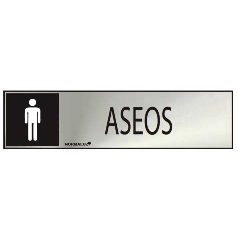 CARTEL INFORMATIVO "ASEOS" HOMBRE (INOX ADHESIVO 0.8mm) 5x20cm NORMALUZ⋆Armería Calatayud