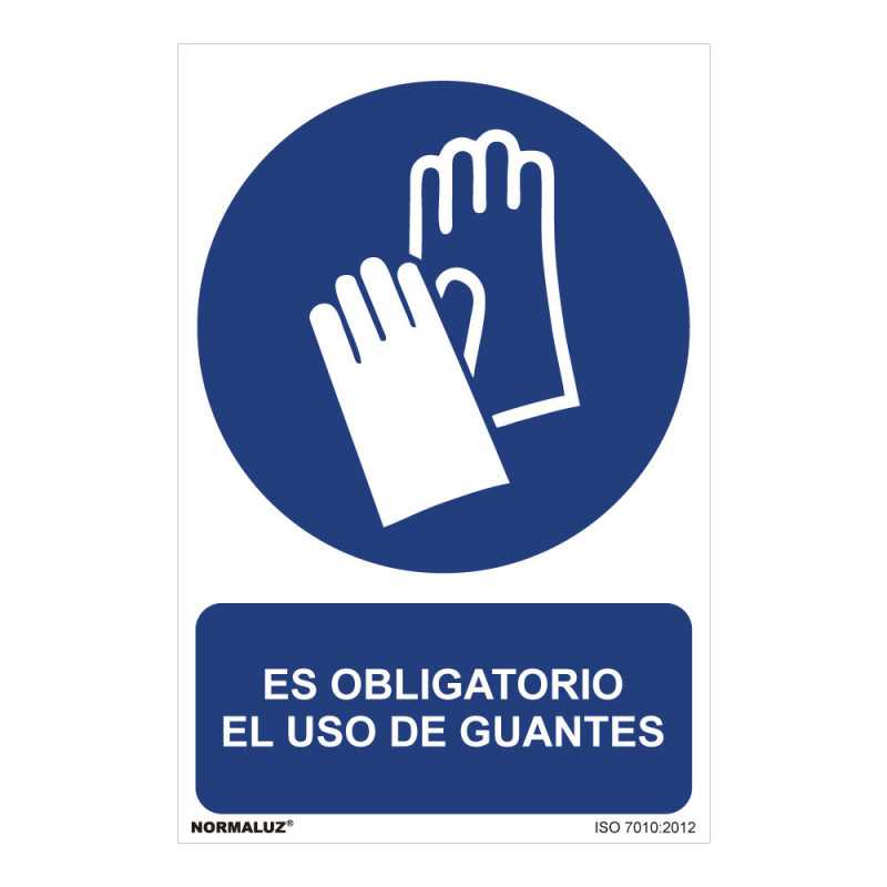 CARTEL "ES OBLIGATORIO EL USO DE GUANTES" (PVC 0,7mm) 30x40cm NORMALUZ⋆Armería Calatayud
