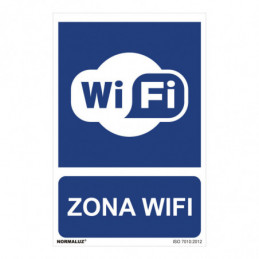 CARTEL "ZONA WIFI" (PVC 0,7mm) 30x40cm NORMALUZ⋆Armería Calatayud