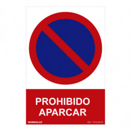 SEÑAL PROHIBIDO "PROHIBIDO APARCAR" (PVC 0.7mm) 30x40cm NORMALUZ⋆Armería Calatayud