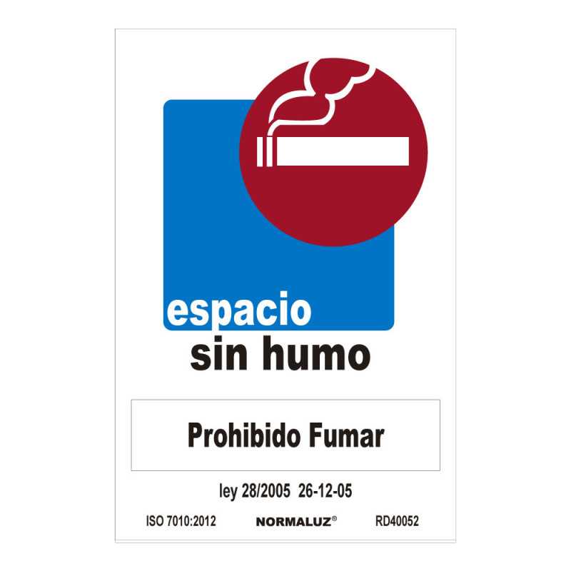 CARTEL "ESPACIO SIN HUMO-PROHIBIDO FUMAR" (PVC 0,7mm) 30x40cm NORMALUZ⋆Armería Calatayud