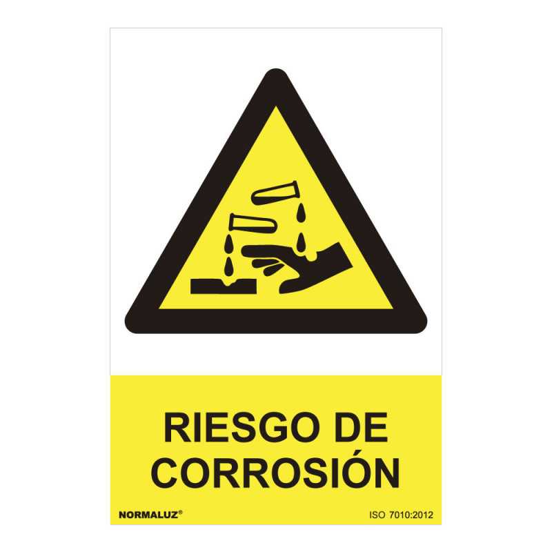 CARTEL PELIGRO "RIESGO DE CORROSION" (PVC 0.7mm) 30x40cm NORMALUZ⋆Armería Calatayud