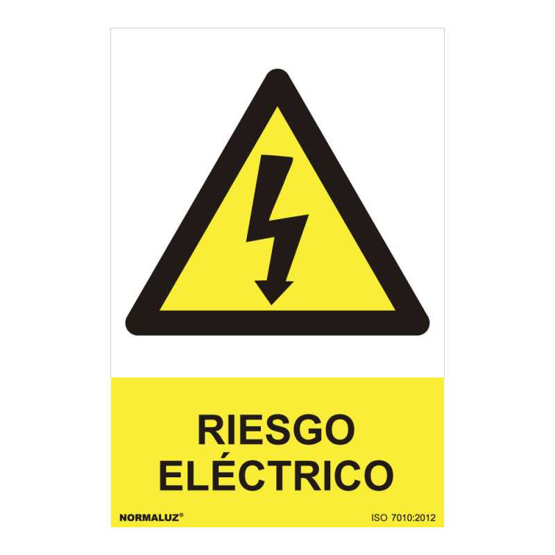 CARTEL PELIGRO "RIESGO ELECTRICO" (PVC 0.7mm) 30x40cm NORMALUZ⋆Armería Calatayud