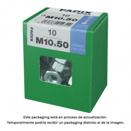CAJA L 10 unid. TORNILLO METRICA CAB HEX+TUERCA CINC M 10x50mm FADIX⋆Armería Calatayud