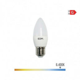 BOMBILLA VELA LED E27 5W 400lm 6400K LUZ FRIA 3,6x10,3cm EDM⋆Armería Calatayud