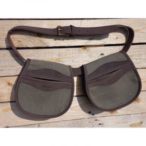 2 BOLSAS DE OJEO DE PIEL Y LONA ANTIMOHO CON CINTURON