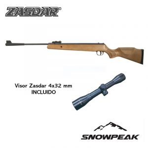 Carabina aire comprimido Snowpeak - Zasdar GR1250W Madera Gas Piston. 5,5 mm con visor 4x32 mm.