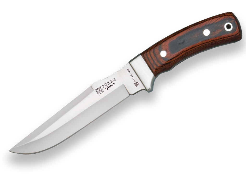 CUCHILLO DE CAZA JOKER GAMO, MANGO MADERA ROJA