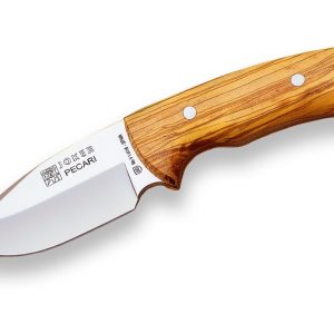 CUCHILLO DESOLLADOR PECARI CON CACHAS EN MADERA DE OLIVO