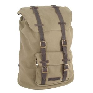 MOCHILA CUBO 1 BOLSILLO TELA DE ALGODON CAQUI